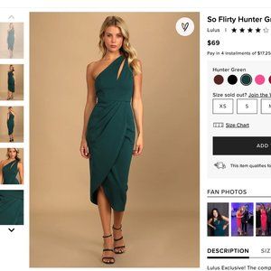 Lulu's So Flirty Hunter Green One-Shoulder Cutout Asymmetrical Dress